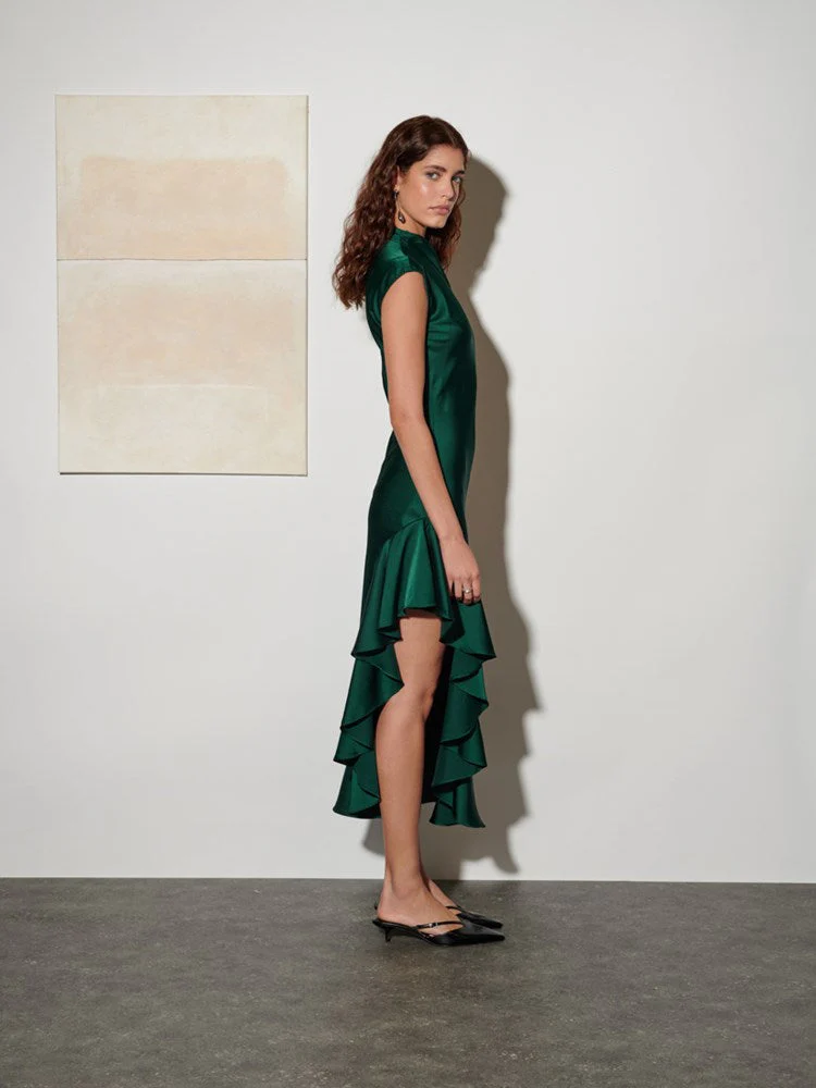 <b> Ghospell </b> Ana Satin Midi Dress - Image 3