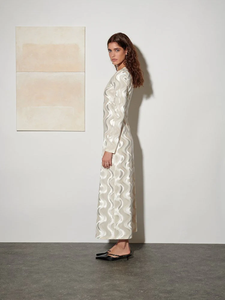 <b> Ghospell </b> Cecily Velvet Midi Dress - Image 3