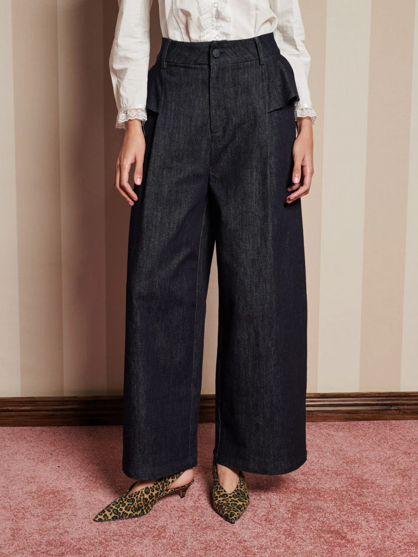 Curio Denim Ruffle Trousers