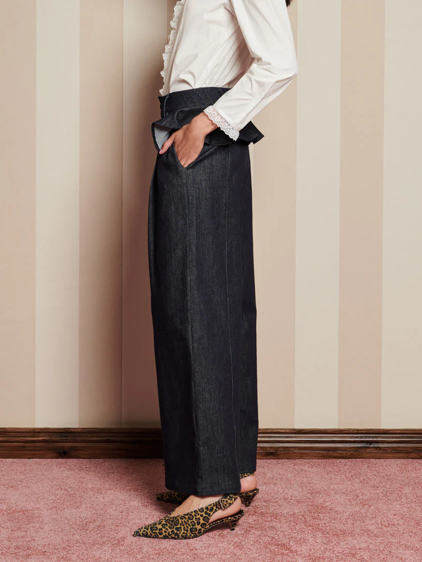 Curio Denim Ruffle Trousers - Image 2