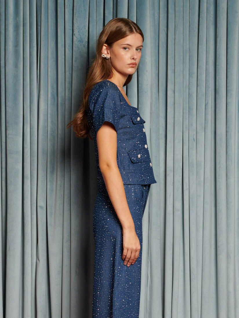 Daze Embellished Denim Top - Image 2