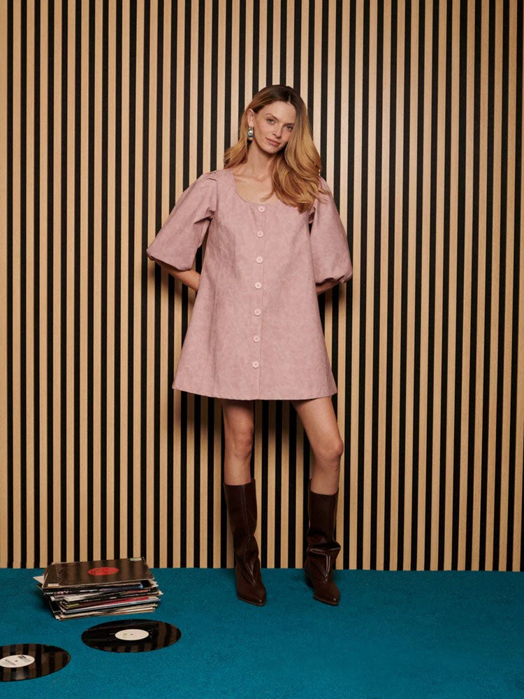 <b> Ghospell </b> Dusty PU Mini Dress - Image 2