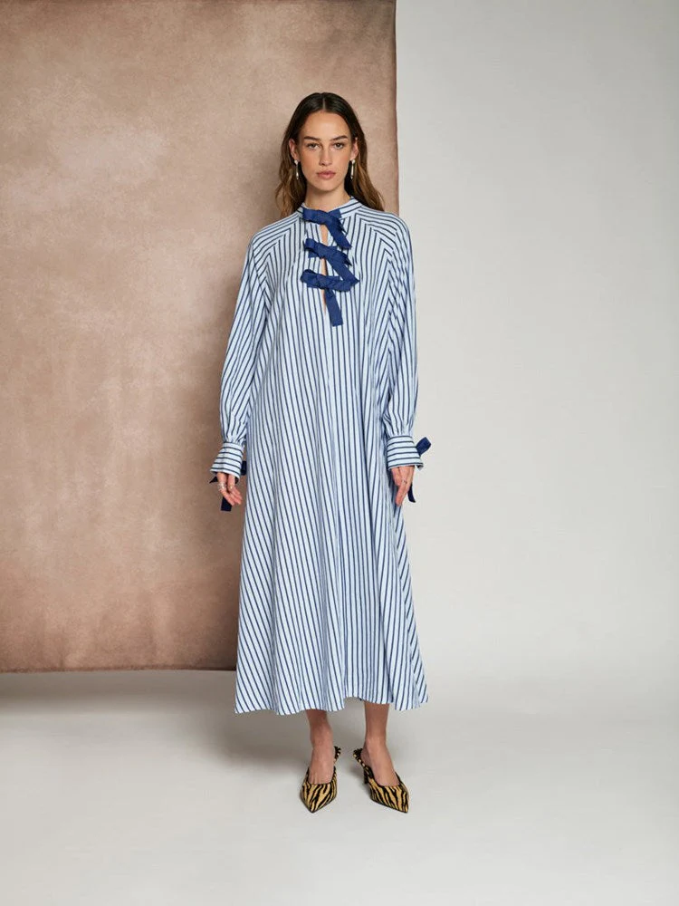 <b> Ghospell </b> Fifer Striped Midi Dress - Image 2