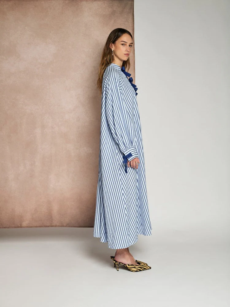 <b> Ghospell </b> Fifer Striped Midi Dress - Image 3