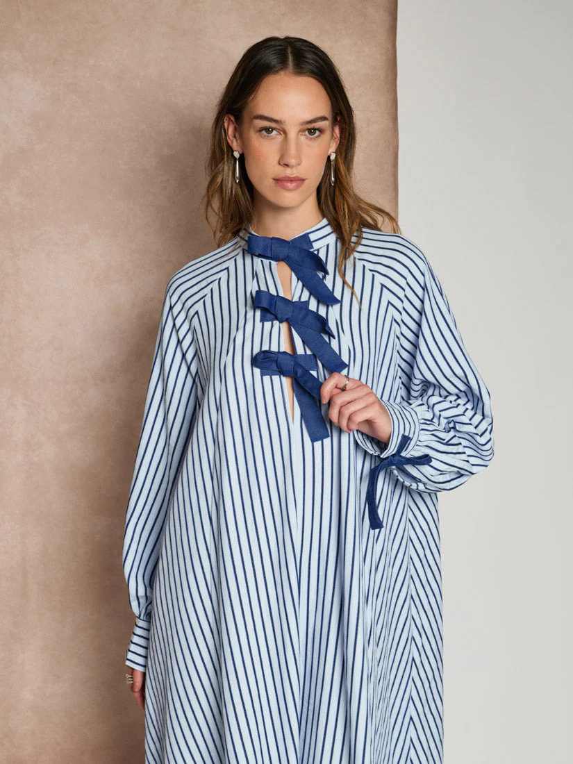 <b> Ghospell </b> Fifer Striped Midi Dress - Image 5