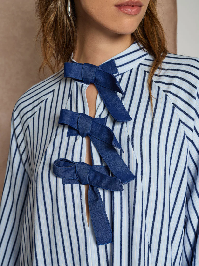 <b> Ghospell </b> Fifer Striped Midi Dress - Image 6