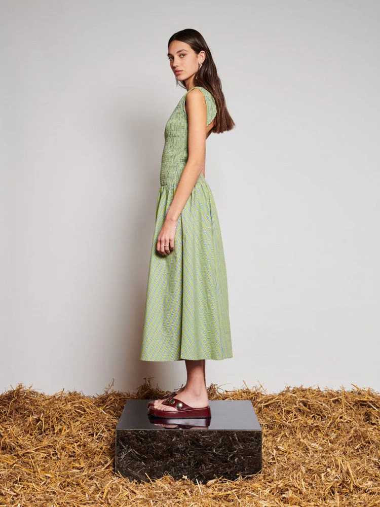 <b> Ghospell </b> Josephine Stripe Midi Dress - Image 3