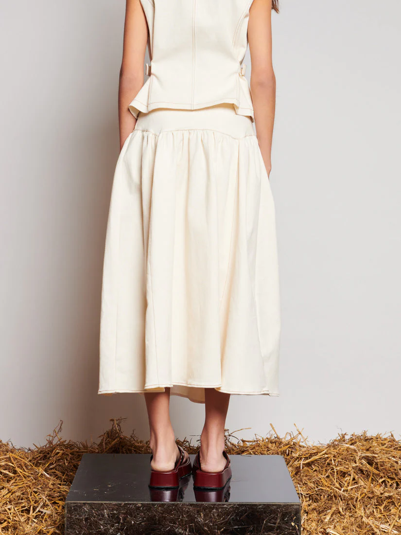 <b> Ghospell </b> Quincey Drill Midi Skirt - Image 4
